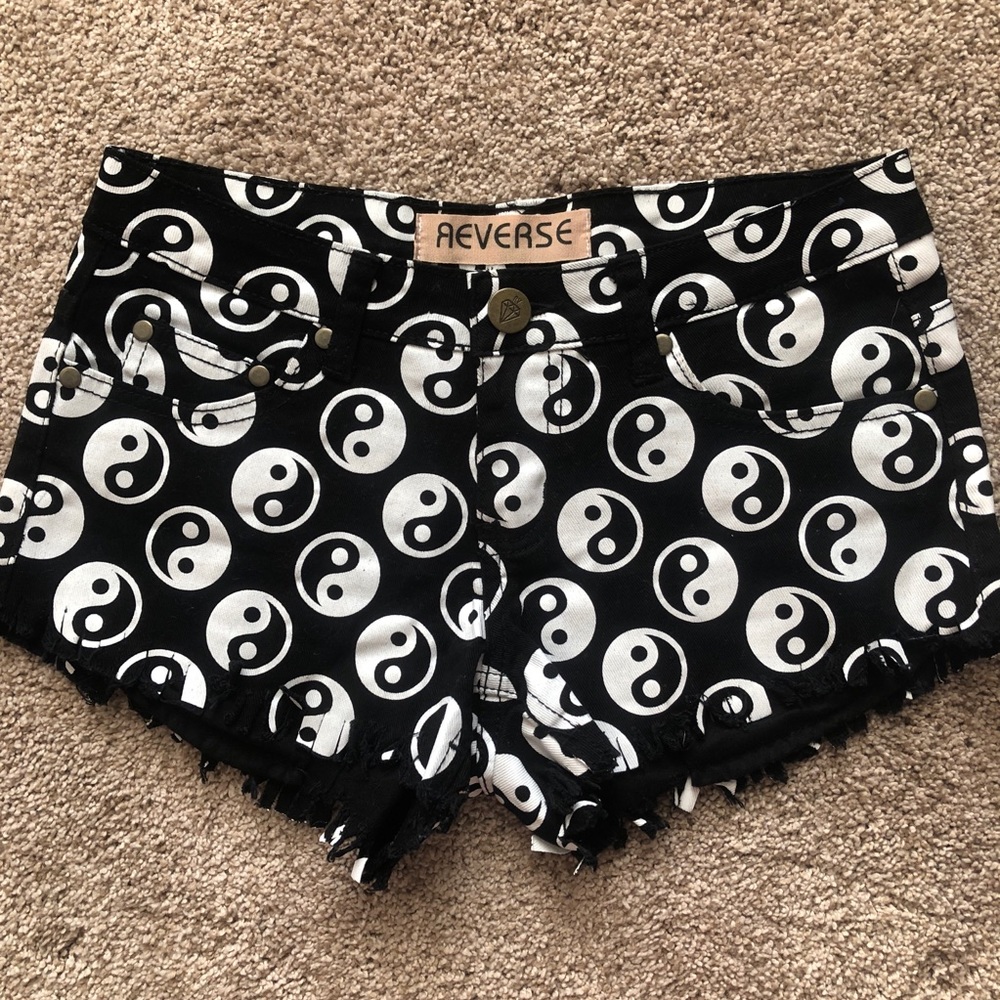 Nasty Gal Reverse Yin-Yang Denim Shorts
